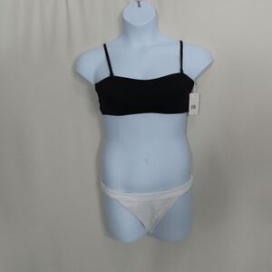 Andie Black The Rio Top & White The Banded Cheeky Rib Bottom Large