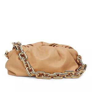 bottega like cloud beige chain pouch clutch