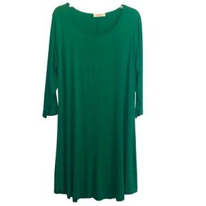 Above the Knee Knit A-Line Shift Dress in Green Women’s Large