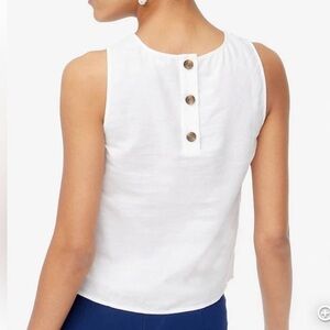 J. Crew Linen Blend Button Back Shell Tank Top White Size Medium