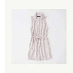 abercrombie & fitch striped sleeveless shirt dress light pink