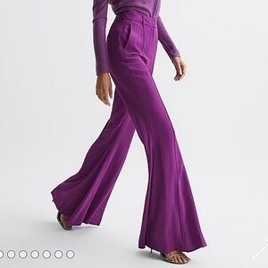 Reiss-NWT-Gabi Purple Magenta Fluid Flare Trousers-Size 6L