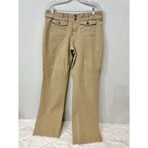 Y2K Sundance Wide Leg Khaki Pants Womens Size 10 Mid Rise Tan Flap Pockets