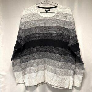 ALFANI - Men's Textured Ombre Pullover Sweater - XXL - 100% cotton - grey stripe