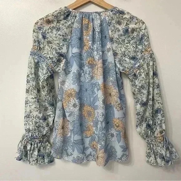 J. Crew Crinkle Chiffon Floral Peasant Top XXS NWT - Picture 6 of 12