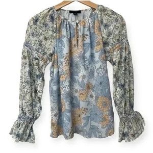 J. Crew Crinkle Chiffon Floral Peasant Top XXS NWT