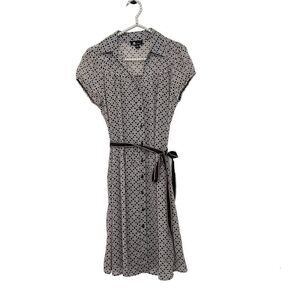 AB Studio Short Sleeve Brown Waist Tie Button Down Dress Women’s Size 10