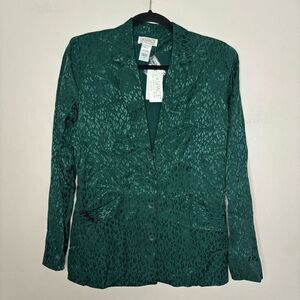 L*Space Blazer Women's 2 Revolve Bennytt Emerald Green Silky Leopard Holiday New