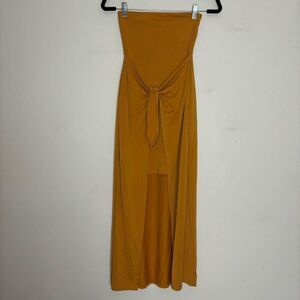 L*Space Women's Dress Women's Extra Small Mustard Yellow Lia‎ Strapless Hi Low