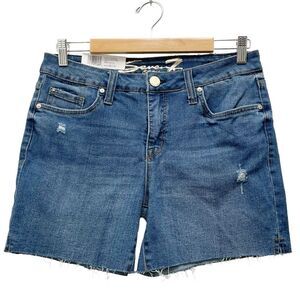 NWT Seven7 Weekend Shorts Raw Hem Mid Length Jean Short in Wild Fire Size 4 NEW