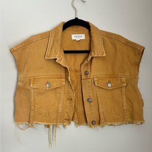 Pacing Mustard Gold Denim Cropped Vest Medium