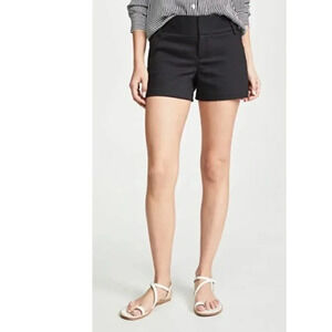 Alice + Olivia Mara Flat Front Satin Shorts In Black