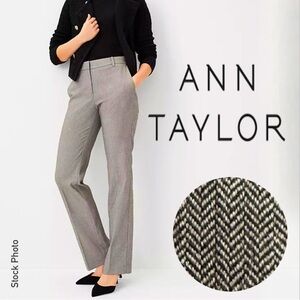 ANN TAYLOR Wool Blend Lined Herringbone Straight Leg Pants (0)