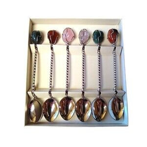 Estilo Gemstone Spoons Twisted Handle Silverplate 1970's Vintage