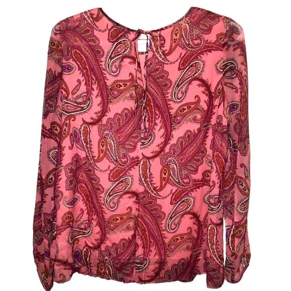 J Crew Silk Chiffon Paisley Ruffled Top in Pink Multi Women’s 4 - Picture 7 of 10