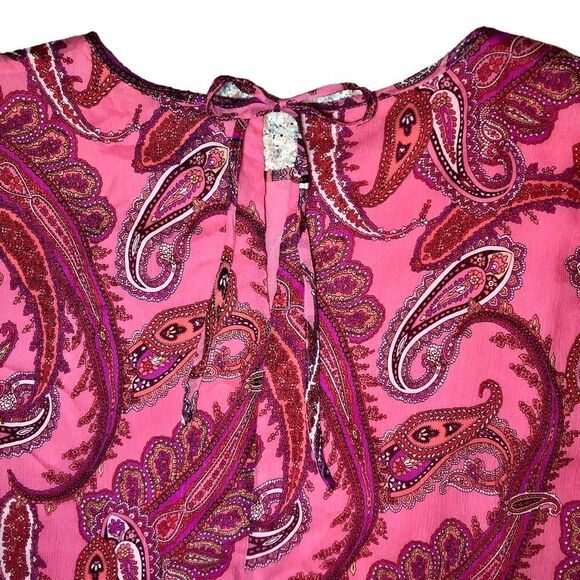 J Crew Silk Chiffon Paisley Ruffled Top in Pink Multi Women’s 4 - Picture 8 of 10