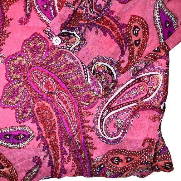 J Crew Silk Chiffon Paisley Ruffled Top in Pink Multi Women’s 4 - Picture 4 of 10