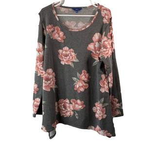 Apt 9 Gray Tunic with Flowers Size XXL