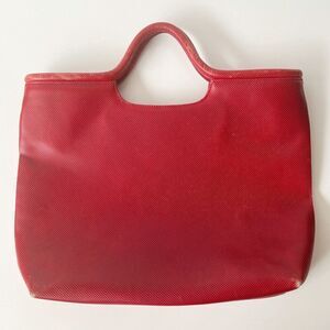 Vintage Bottega Veneta Red Leather Textured Top Handle Bag Purse Tote