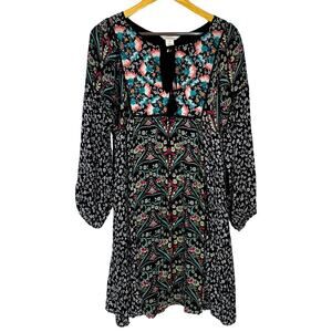 Sundance Floral Embroidered Long Sleeve Dress Size Small