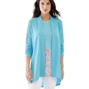 NWT J. Jill Island Blue Open Front Long Cardigan Sweater Size SMALL