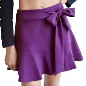 Zara Fit and Flare Mini Skort with Sash Tie in Purple Women’s L