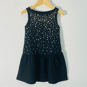 Lands’ End Little Girls Black Sleeveless Gold & Silver Dress Size S(4)