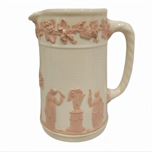 Wedgwood Creamer in Queensware Pink Pattern | 5.5" Tall |  Embossed Design