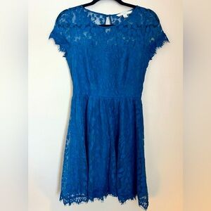 Blue Lace Knee Lengthy Dress Size 4