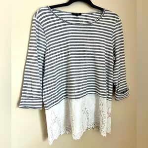 Papermoon Striped and Lace Blouse Size Large