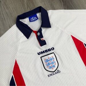 Rare‎ Vintage UMBRO ENGLAND 1997/98 Home Football Soccer White Jersey Men’s L?