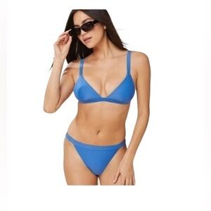 Andie Bikinis Women’s Size XL The Calcos Bottom 90s High Waisted Bikini‎ Blue