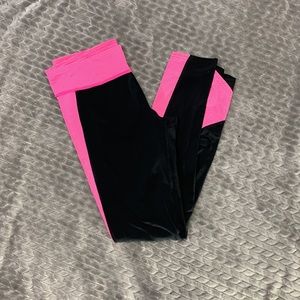 Under Armour Coldgear Stripe Inset Leggings Black and Pink Size Medium