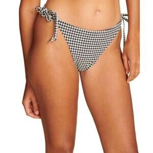 ANDIE SWIM The String Bikini Bottoms Gingham Black White Medium Stretch NWT