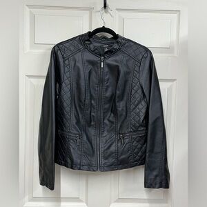 Alfani Genuine Leather Quilted Moto Jacket