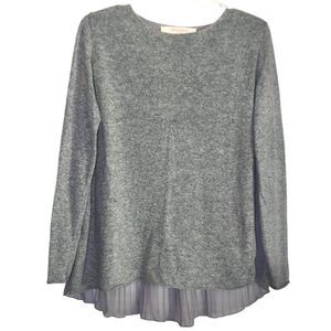 Zara Long Sleeve Sweater with Chiffon Pleated Back in Grey Women’s M