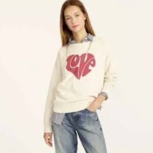 J.Crew University terry Love heart sweatshirt XL