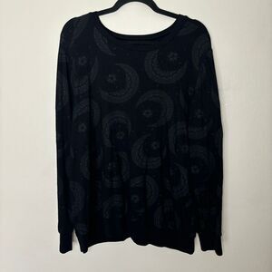 Torrid Sweatshirt Womens 2 2X Black Celestial Moon Terry‎ Long Sleeve Round Neck