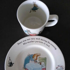 Vintage Wedgwood of Etruria & Barlaston Beatrix Potter Peter Rabbit Plate &  Mug