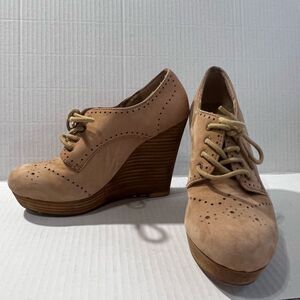 Seychelles platform wedge Oxford in camel brown, size 7