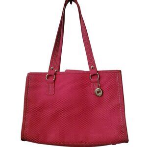 The Sak Hot Pink Woven Tote Bag With Double Straps & Metal Charm