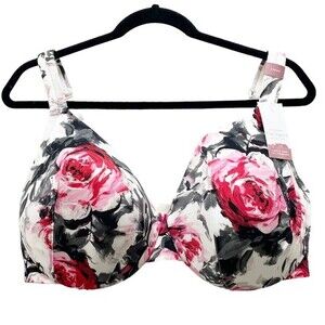 NWT Cacique Lightly Lined Full Coverage Bra Ivory Rose Floral Size 42DDD 42F NEW