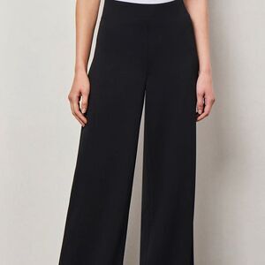 $565 EUC Rena Lange Wide Leg Black Crepe Pant US Size 10