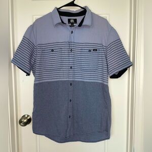 Men’s Large Rock & Republic Gray Striped Botton Down‎ Polo