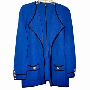 Talbots Knit Open Front Jacket in Royal Blue/Black Women’s LP