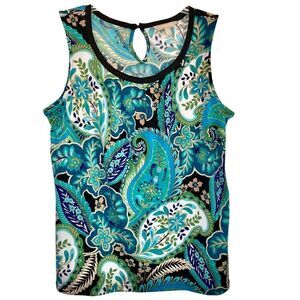 Banana Republic Paisley Floral Sleeveless Top in Blue/Green/Multi Women’s M