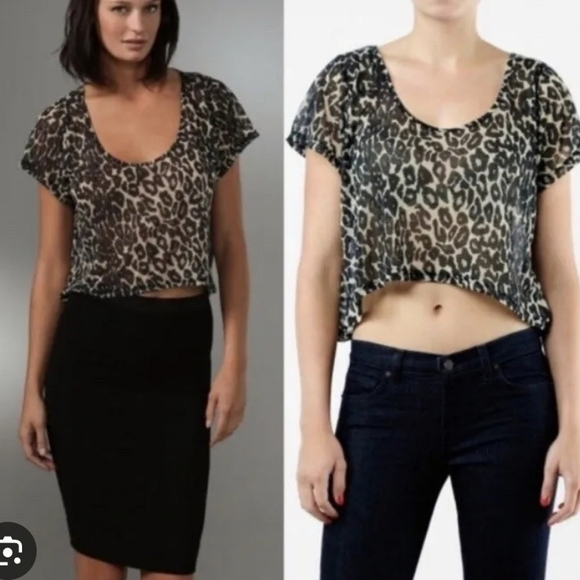 Minkpink leopard print crop t shirt. Womens medium VGUC - Picture 1 of 10