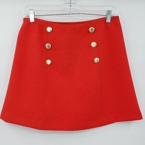 KENSIE Casual Red Mini Skirt w/ Gold Buttons