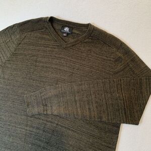 Rock & Republic XXL BROWN/BLACK Sweater Men's Pullover V-Neck 100% Cotton EUC‎