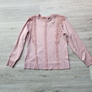 Cable & Gauge Pink Shirt Womens Large Crochet Long Sleeve Nwt